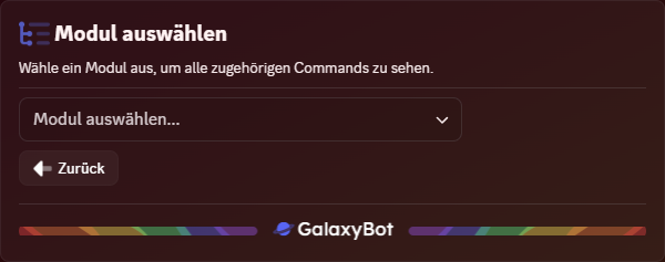 /help Befehls-Liste Auswahl