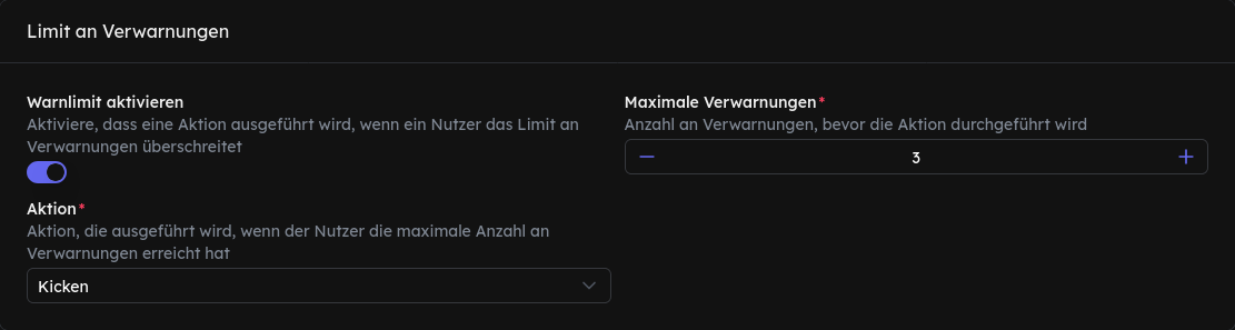 Limit an Verwarnungen
