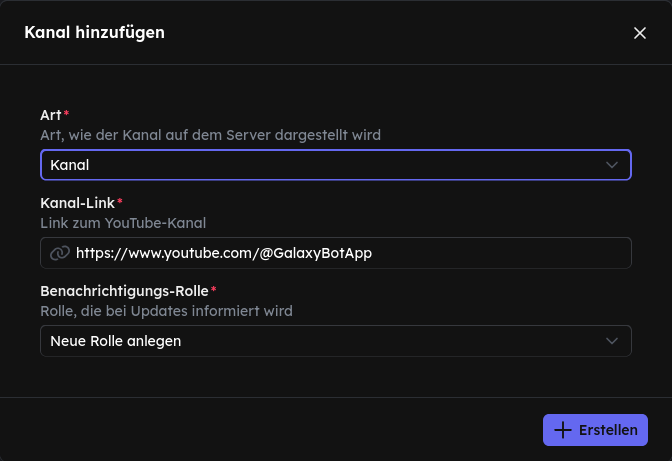 Kanal hinzufügen – Kanal
