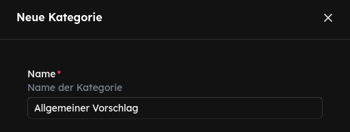 Kategoriename eingeben