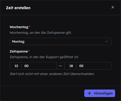 Zeiten Hinzufügen