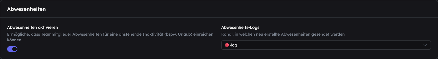 Team-Verwaltung - Abwesenheiten