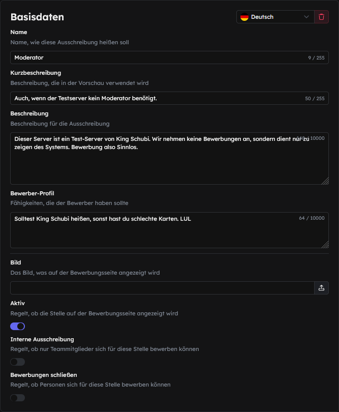 Ausschreibung Basic