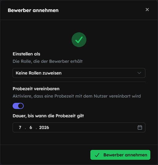 Bewerbung Annehmen