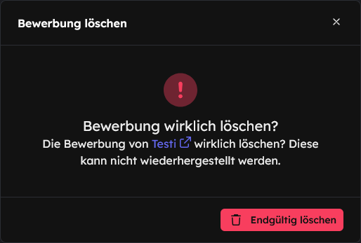 Bewerbung Löschen