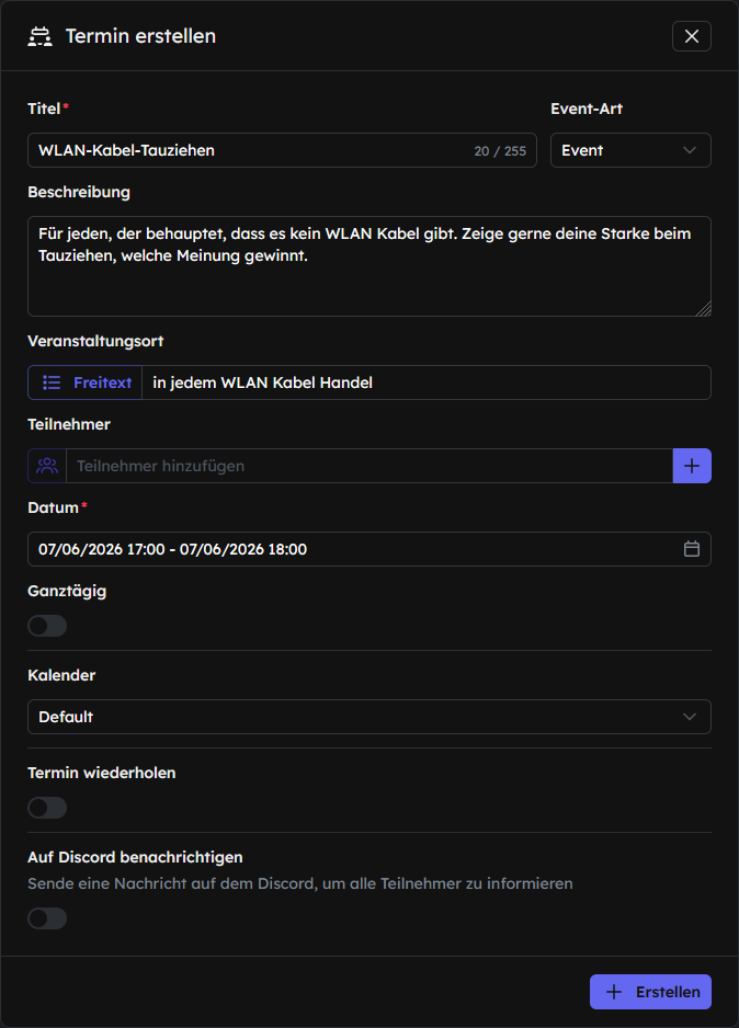 Termin erstellen