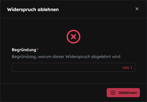 Widerspruch ablehnen