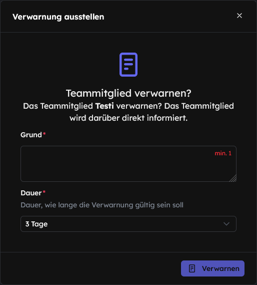 Team Verwarnung