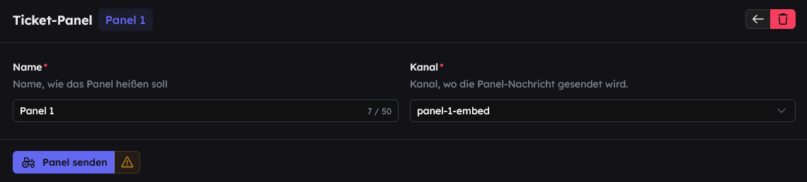 Panel senden