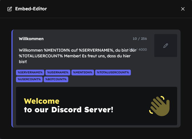 Welcome Embed Editor