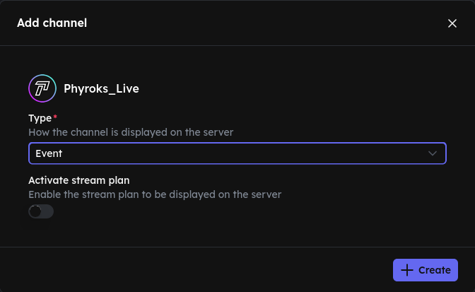 Add channel – Event