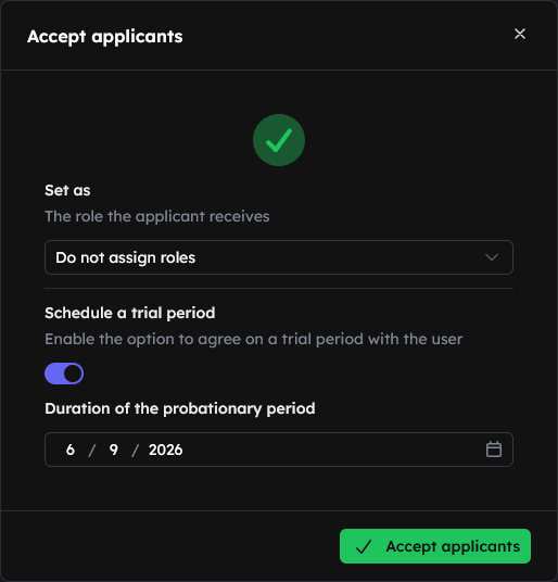 Application accept