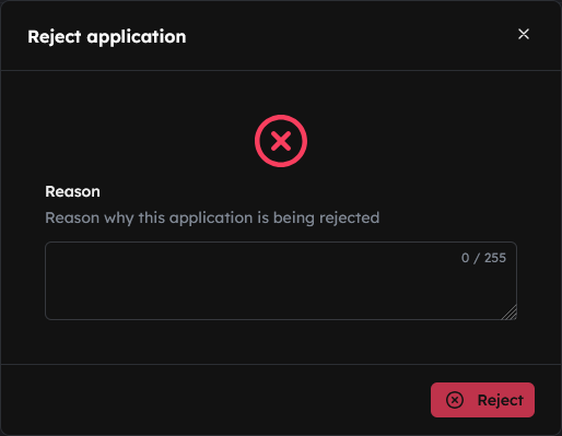 Application reject