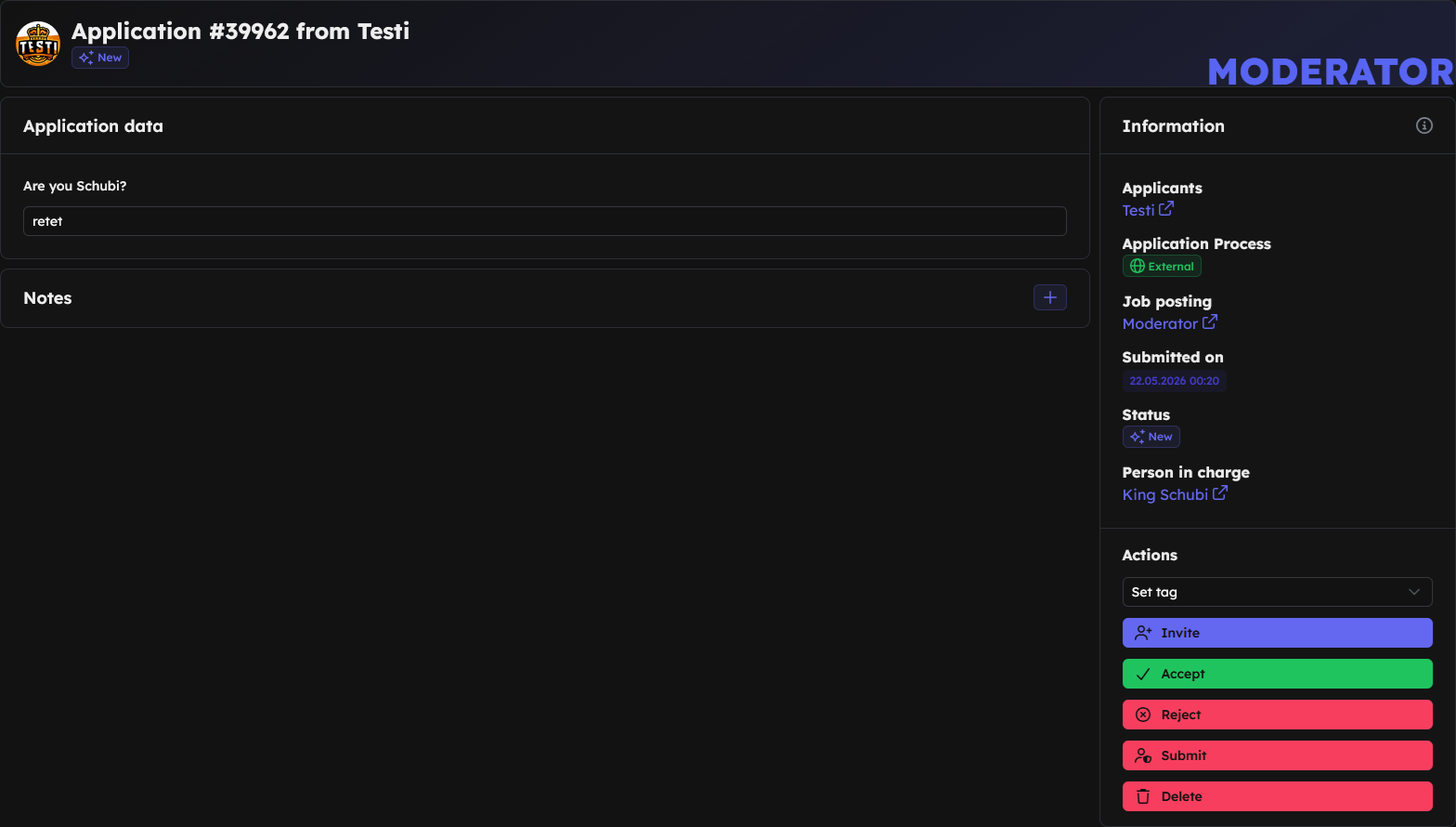 Application inbox view