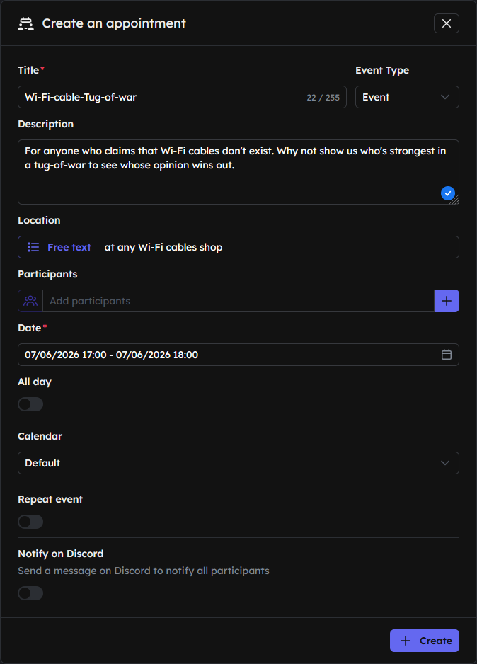 Create appointment