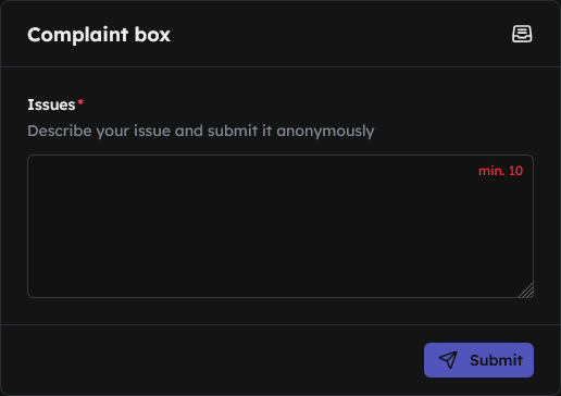 Mine Complaint box