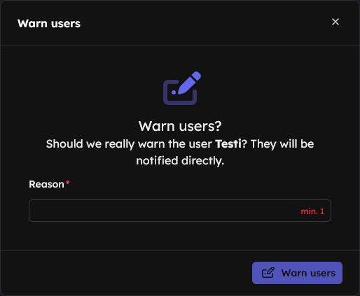 Warn user