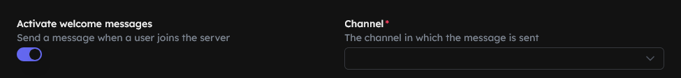 Welcome message