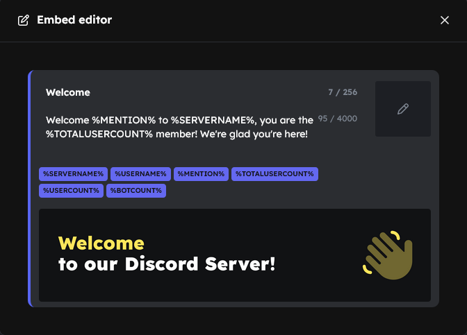 Welcome Embed Editor